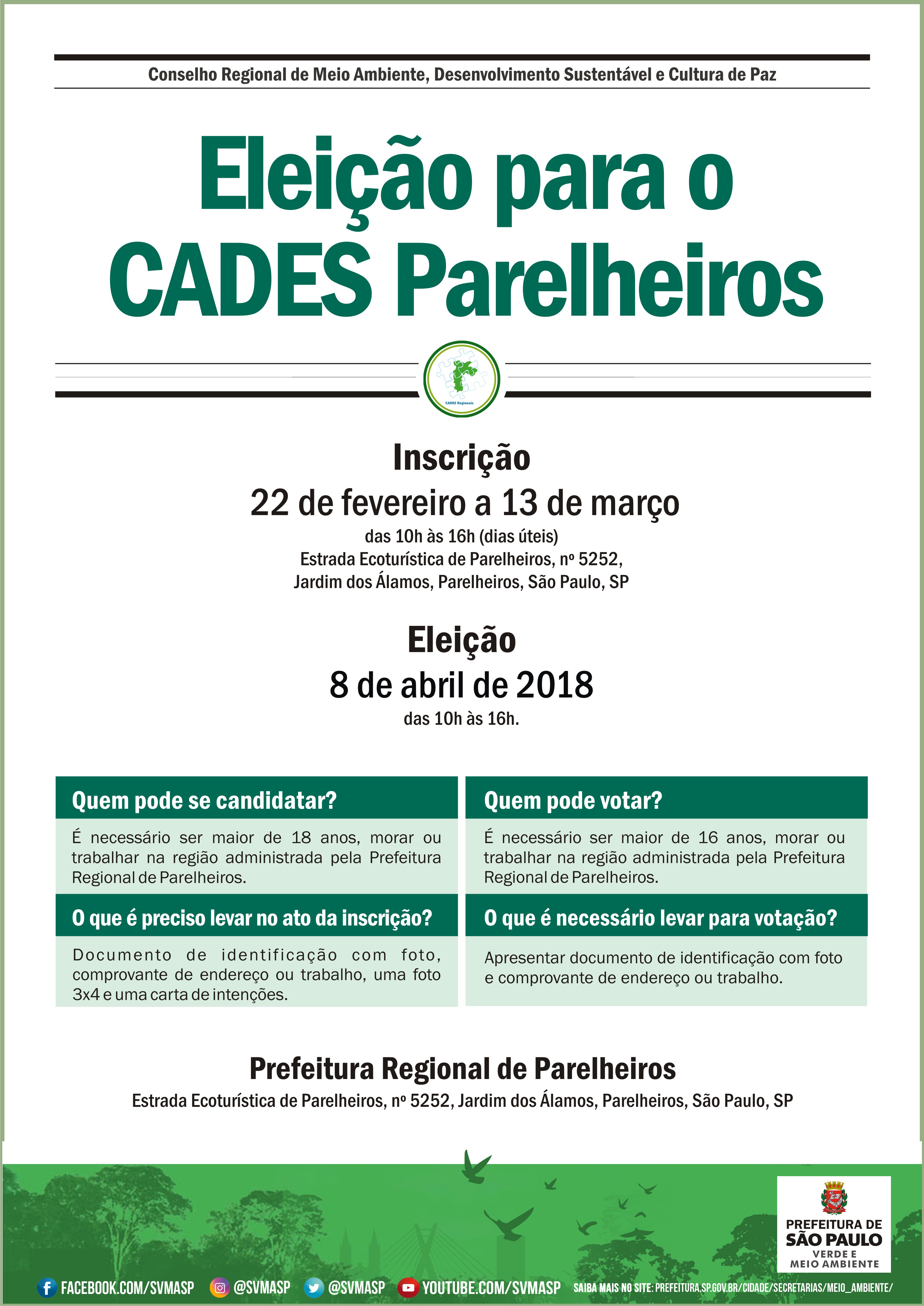 Eleições CADES Parelheiros 2018